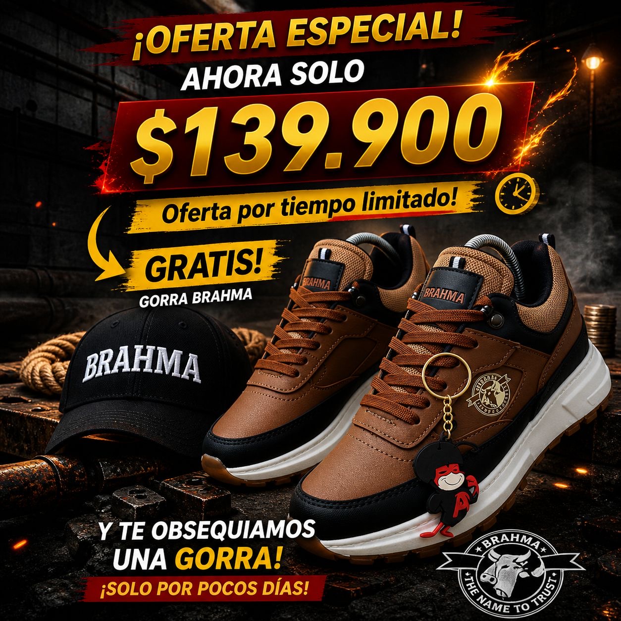 🔥 PROMO 2x1 Zapatos Brahma + Gorra Brahma GRATIS
